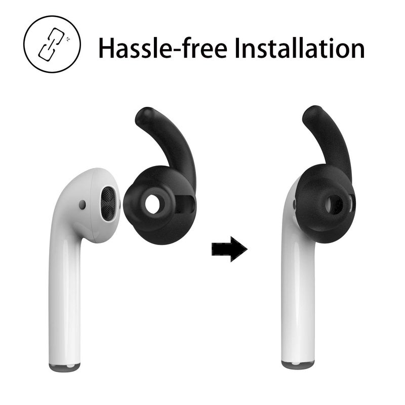 REEYEAR Anti-Slip Earhooks Soft Silicone Skin Compatible with Apple Headphone 2 & 1 Lightweight Sound Quality Enhancement for Headphones Outdoor Activities in-Ear EarHook 2 Pairs White & Black - Image 3